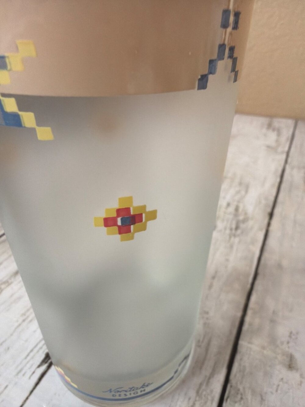 Vintage Noritake Arizona Frosted Glass Tumblers Set of 8 Southwest Santa Fe Azte - Picture 13 of 14